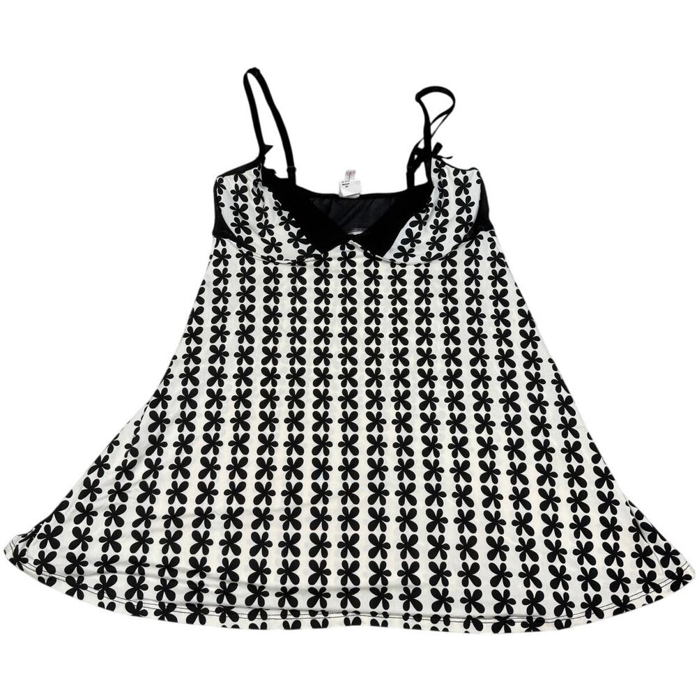 Y2K Lucy B Womens Size M Black White Retro Floral Short Slip *Flaw